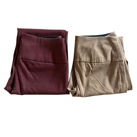 Cleo women’s slim stretch pants bundle burgundy & taupe minimalist office basics - Picture 1 of 8